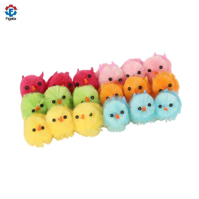 18 Chiếc Mini Phục Sinh Gà Con Fuzzy Gà Tượng Nhỏ Nhiều Màu Sắc Lông Tơ Đồ Chơi Gà Con Cho Giỏ Nhà B