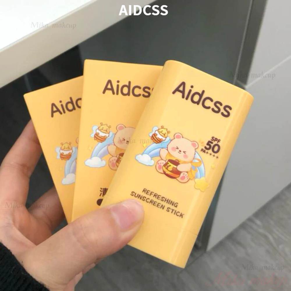 Aidcss Cute Bear Sunscreen Stick SPF50, Lightweight UV Block, No White Cast, for Outdoor & Sports