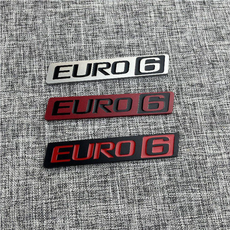 1 x Kim Loại EURO6 Xe Ô Tô Tự Động Xe Máy Miếng Dán Huy Hiệu Decal EURO6 Biểu Tượng Miếng Dán