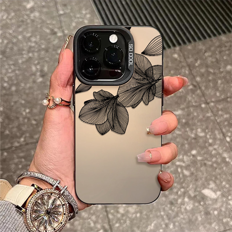 Line Leaves Thích hợp cho Apple 17promax Vỏ Điện Thoại 16plus Phong Cách Mới 15pro Đơn Giản 13mini N