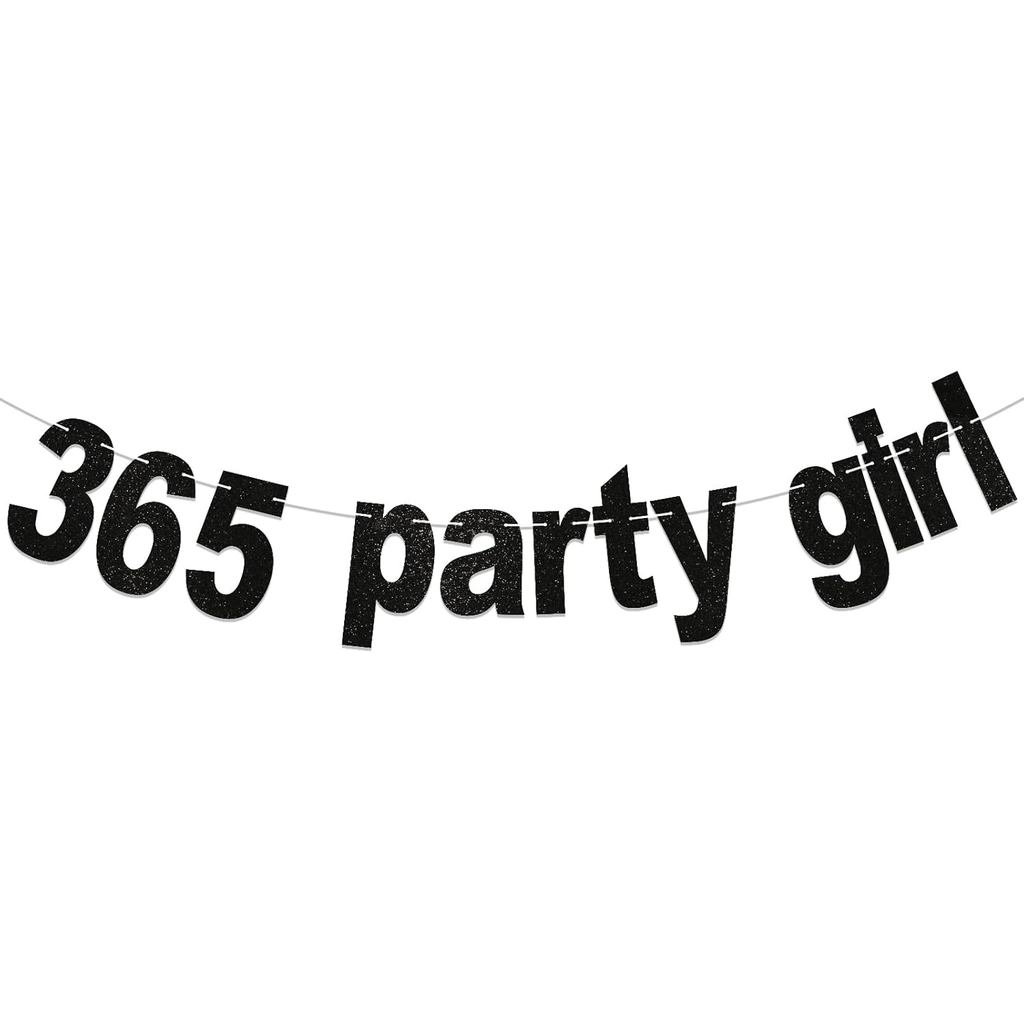 Biểu ngữ 365 Party Girl - Đồ trang trí sinh nhật Brat, Biểu ngữ bé gái 365 Bday, Đồ trang trí tiệc s