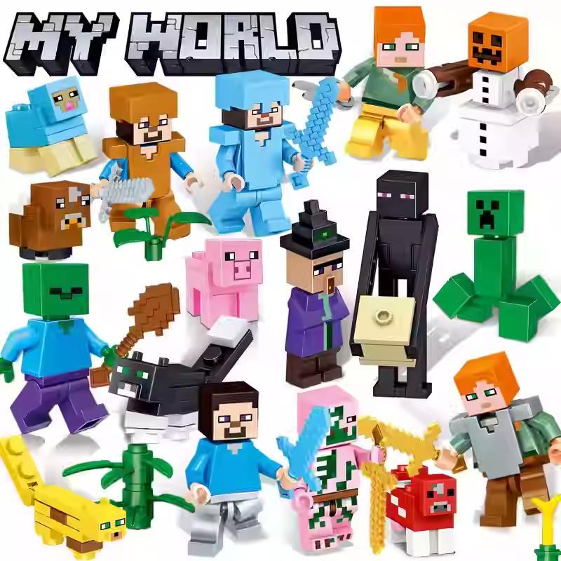 Minecraft Khối Xây Dựng Minifigure Trọn Bộ Trò Chơi Minecraft Hàng Hóa Steve Vũ Khí Thiết Bị Lắp Ráp