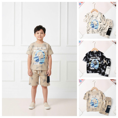 Bộ áo phông bé trai LITIBABY mùa hè, thun cotton quần đùi size 4 đến 16 tuổi H560