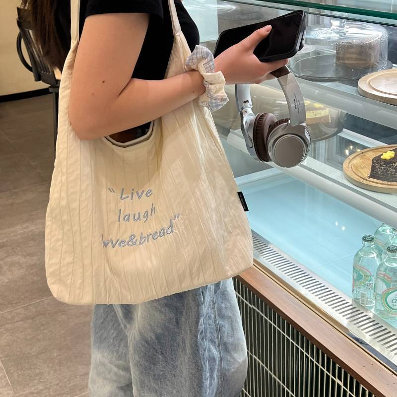 Casual Lazy Korean Style Tote Canvas Bag New Large Capacity Bag Commuter Shoulder Underarm Bag All-M