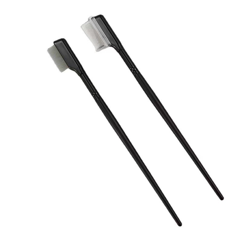 Popular~New eyelash steel comb with fine teeth, stainless steel eyebrow brush, eyelash comb with cov