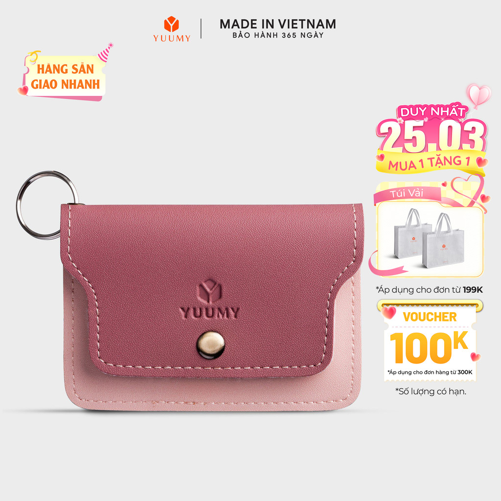 Ví Yuumy (Thời trang nữ nắp gập cỡ nhỏ - Ví móc khóa da YMK2) Bagsmart