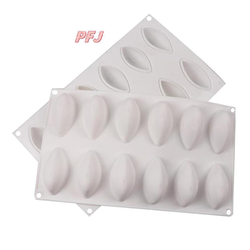 PFJ 12 Khoang Bánh Silicon Fondant Khuôn Mẫu Quenelle Hình Khuôn Mousse Bánh Dụng Cụ Louislifestar