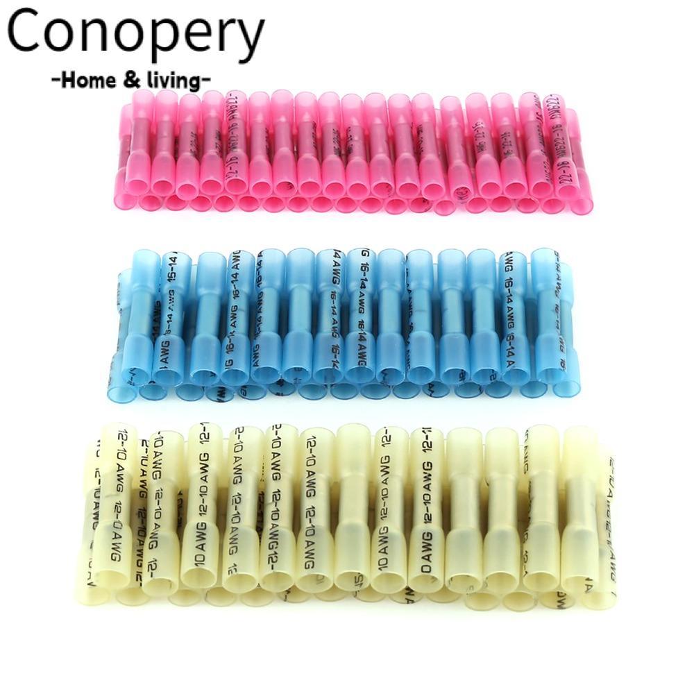 CONOPERY 300 Đầu nối dây co nhiệt, Đầu nối mông chống nước màu đỏ xanh vàng, 22-16AWG / 16-14AWG / 1