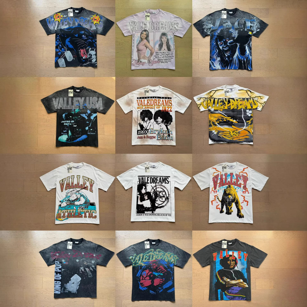 KCCR VALE HIP HOP VINTAGE SUMMER T SHIRT Street-style loose-fitting heavy-duty short-sleeve shirt T 
