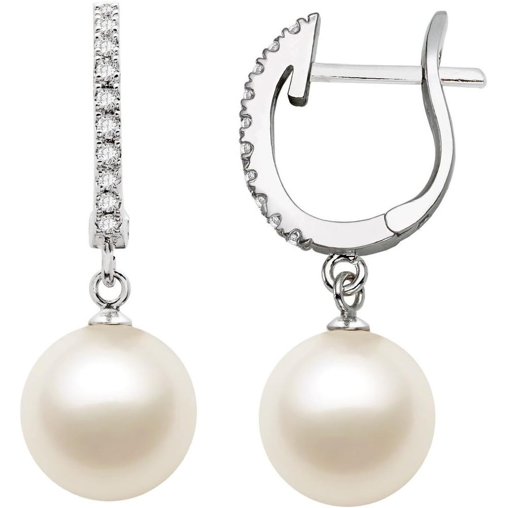 Bông tai ngọc trai nước ngọt 9mm, AAA mạ rhodium bạc và cz, có kem nuôi dưỡng