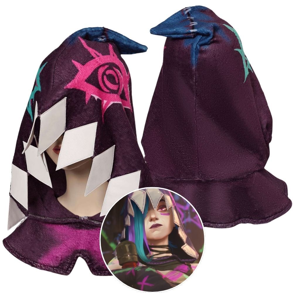 Jinx Arcane Cap Hood Cosplay Fantasia Nữ Trang Phục Arcane LOL Jinx Hat Roleplay Trang Phục Hallowee
