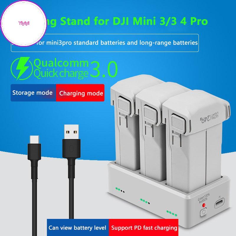 Yiyi Pin Sạc Hub Cho DJI Mini 4 3 Pro Sạc Pin Trạm Sạc Ba Kênh Sạc Cho DJI Mini 3 VN