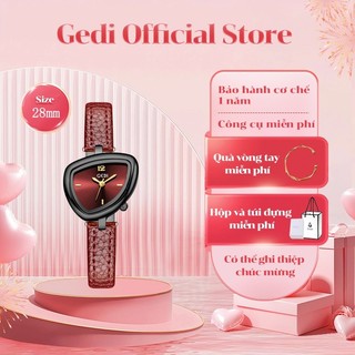 GEDI Tam Giác Thiết Kế Thời Trang Dây Da Chống Thấm Nước Đồng Hồ Nữ 72007P