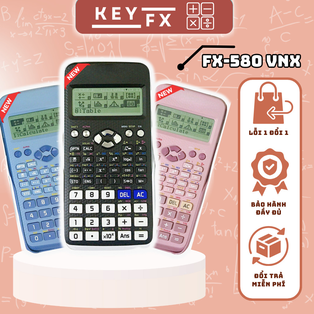 Máy Tính Casio FX-580 VNX | Máy Tính Khoa Học 580VNX 3 Màu Giá Rẻ Cho Học Sinh