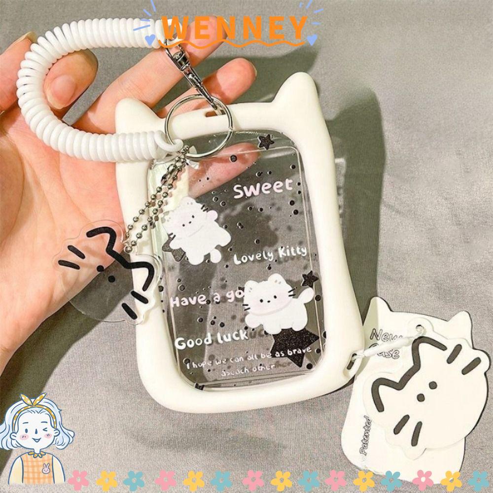 WEY Photocard Holder, Acrylic Trong Suốt Kpop Idol Card Holder, Sáng Tạo Tai Mèo Kawaii Túi Di Động 