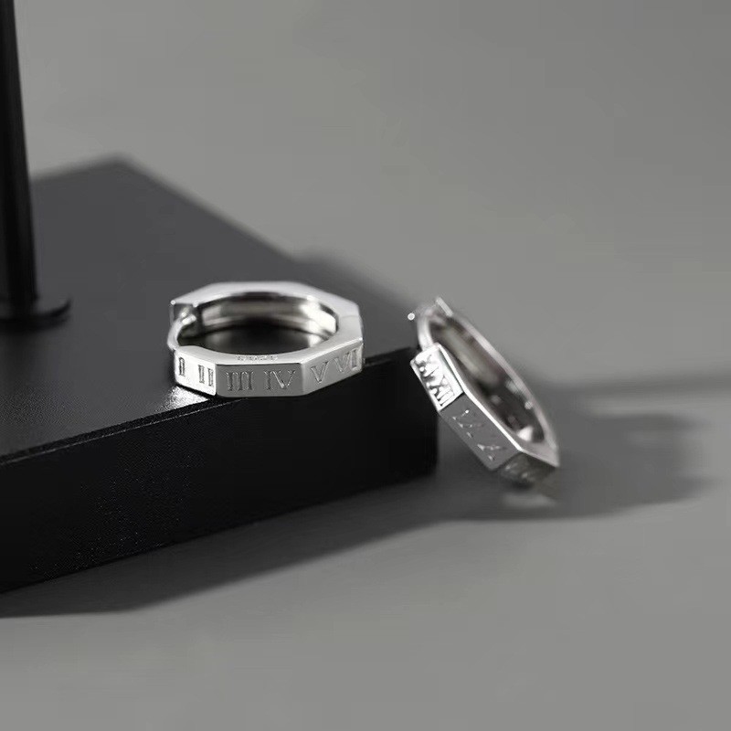 Bông tai cá nhân số La Mã style thô, thiết kế đơn giản - Mẫu 26.1.7