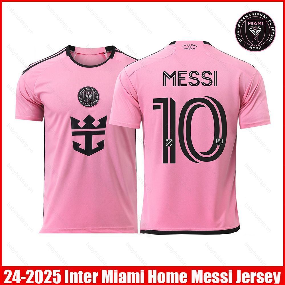 Áo thun bóng đá Inter Miami home Messi 2024-2025, tay ngắn, plus size
