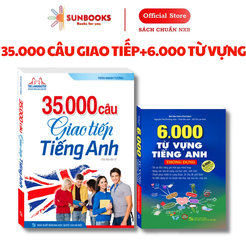 Sách - Combo 2c - 35000 câu giao tiếp tiếng Anh & 6000 từ vựng tiếng anh thông dụng (mềm)