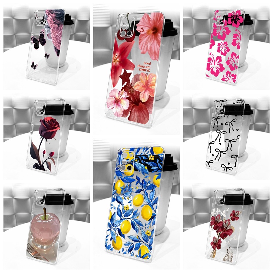 Dành Cho Samsung Galaxy A31 Ốp Lưng Silicon Trong Suốt Hoa Bướm Thời Trang Vỏ Mềm Cho Samsung A31 A 