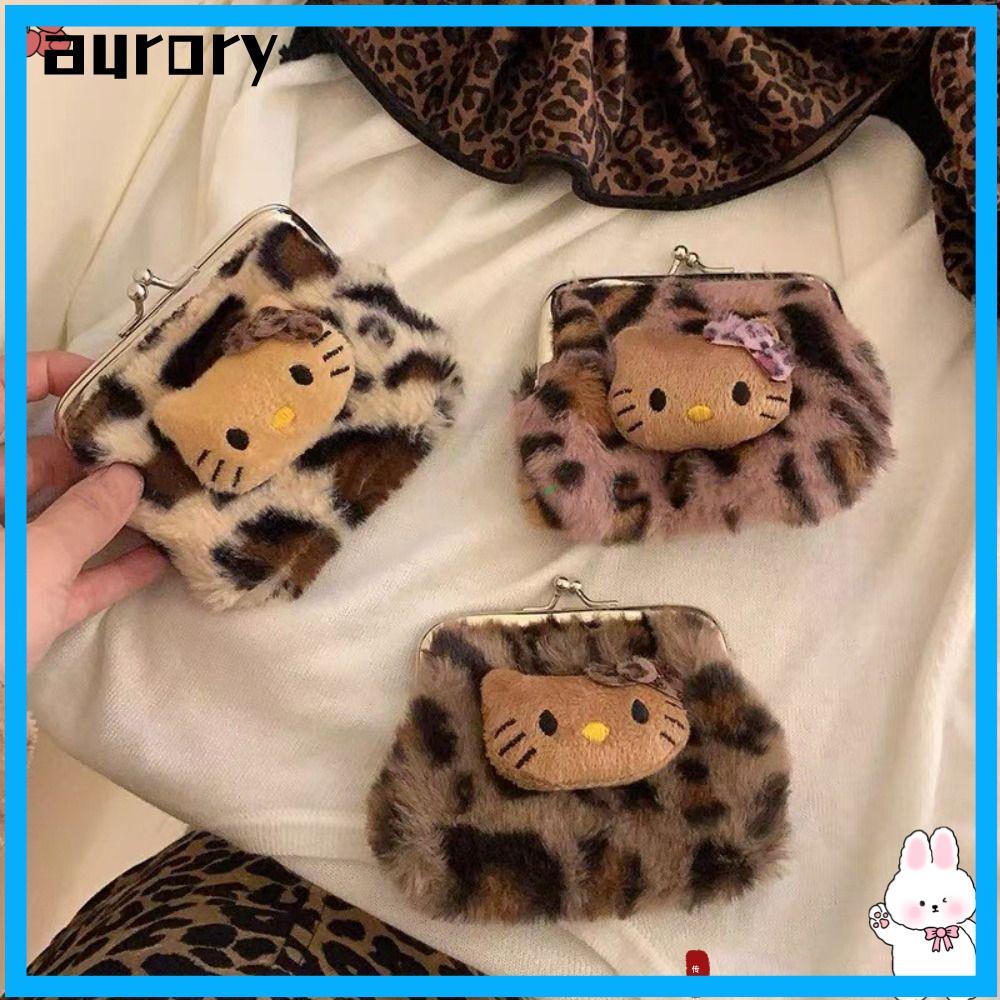 Ví Hello Kitty AURORY, Túi đựng Hello Kitty, Túi đựng tiền xu Mini họa tiết da báo