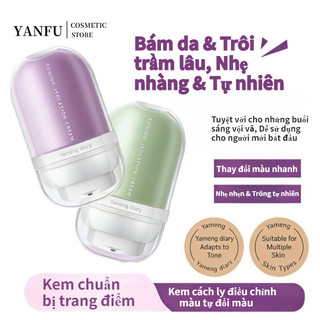 Yameng diary Kem Lót trang điểm trước, trang điểm chỉnh màu 32g Hydrate và cân bằng màu sắc tự nhiên không thấm nước, dưỡng ẩm, làm sáng và che khuyết điểm 3 trong 1