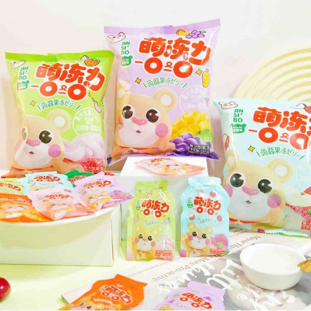 Hàng sẵn có Vận chuyển nhanh Kingsperm Jelly dễ thương Konjac Fruity Jelly 120g Gói Trẻ em Thích ăn 