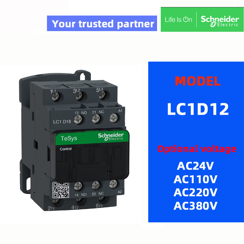Bộ tiếp xúc SchneIder chính hãng LC1D12 M7C Q7C F7C B7C AC220V AC380V AC220V AC24V 12A 50Hz / 60Hz