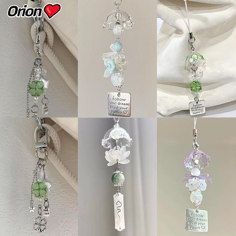 [Auz] trong suốt Keychain gió Chime Keyring điện thoại di động dây túi trang trí.