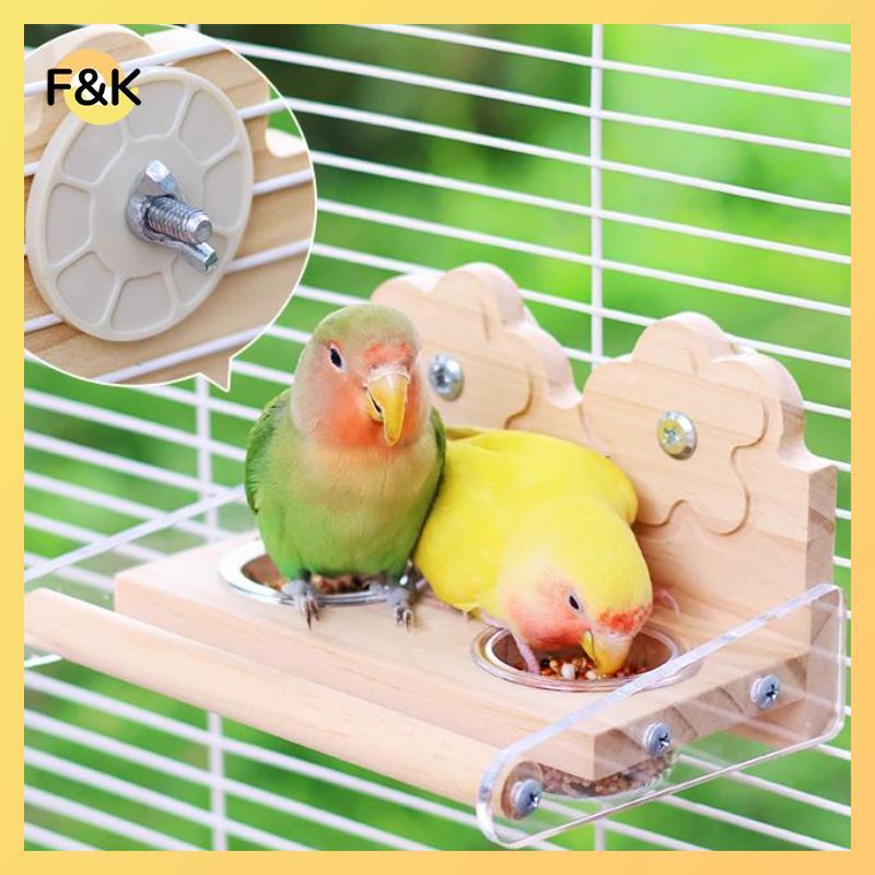 F & K Chim Ăn Bằng Thép Không Gỉ Vẹt Chim Gỗ Chắc Chắn Đứng Dính Bằng Gỗ Đứng Ăn Nibble Chống Đồ Chơ
