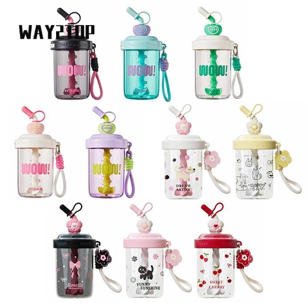 Chai Nước WAY2TOP, Tay Cầm Di Động Có Ống Hút Uống, Nắp Bụi Ống Hút Kawaii 580ML Chai Whey Protein S