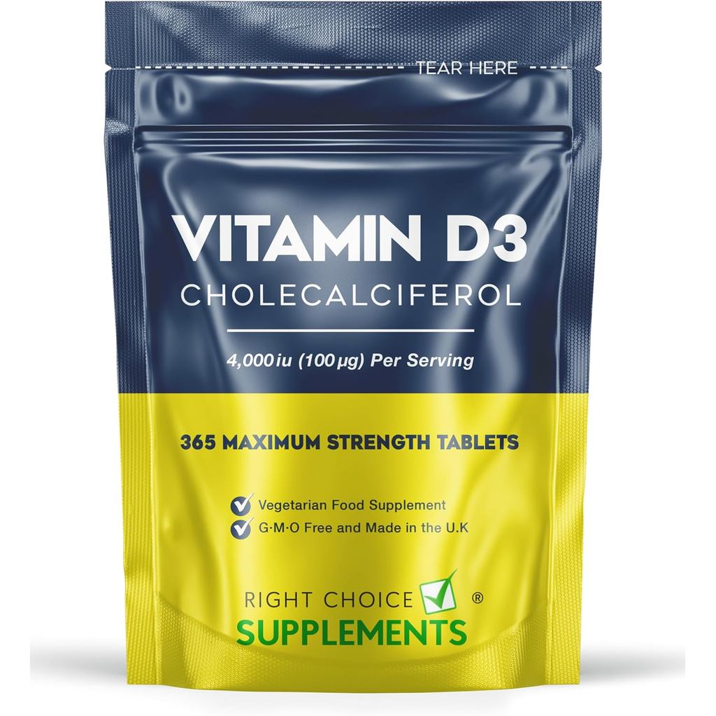 Vitamin D3 4000 iu - Lớp 1 Năm, 365 Viên Dễ Dẻo - Chay, Vitamin D Cường Độ Cao