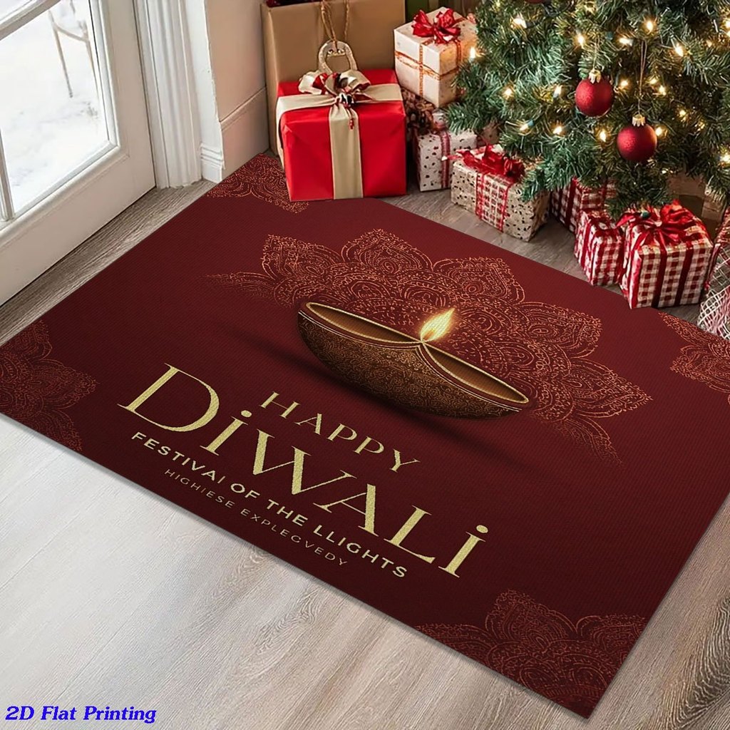 1 Chiếc Vàng Diwali Ánh Sáng Lễ Hội Mùa 2D Phẳng In Hình Lối Vào Thảm Ngủ Ban Công Sàn Thảm Thảm Thả