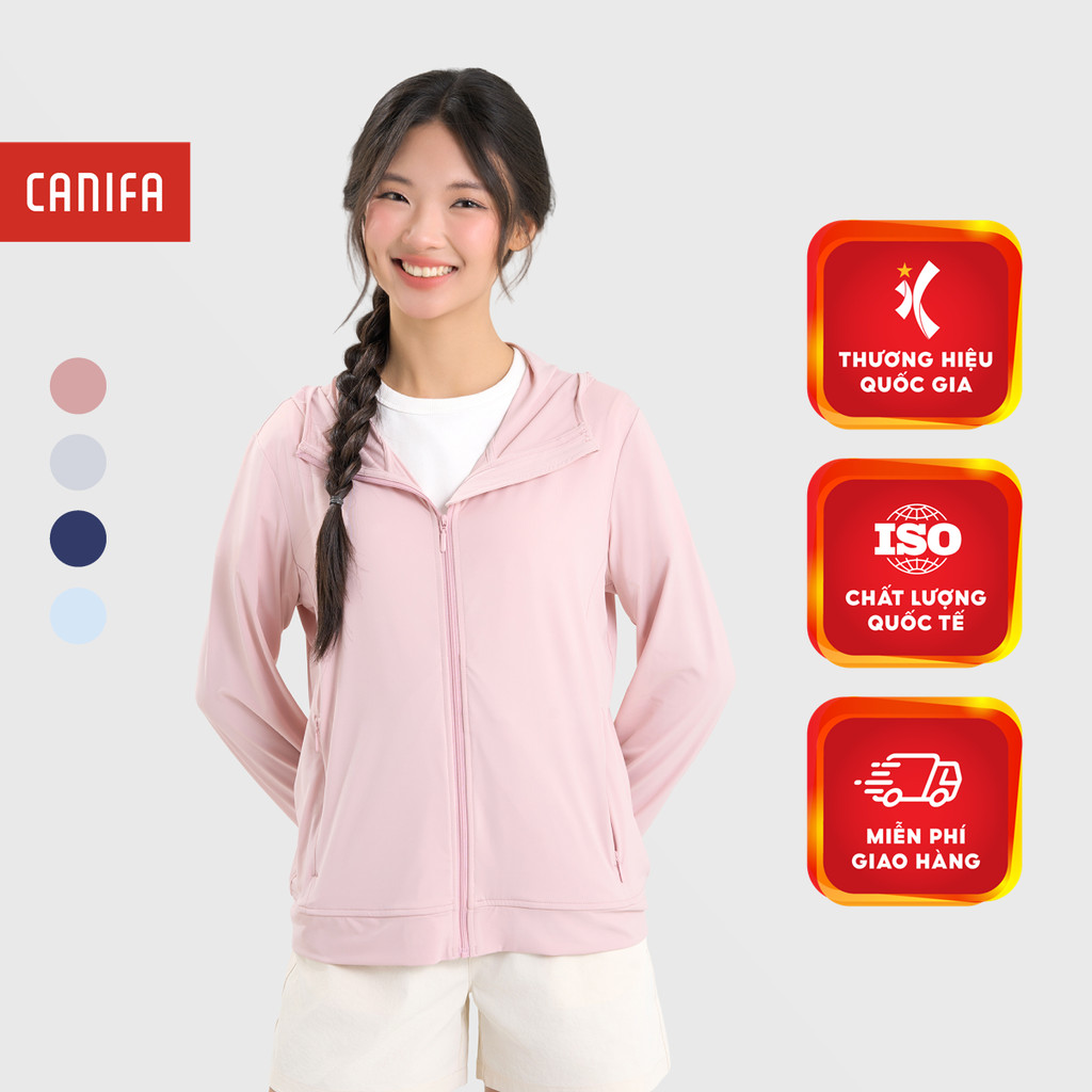 Áo chống nắng nữ 2025 CANIFA dài tay có mũ dáng vừa vải mát lạnh 6OT25S003