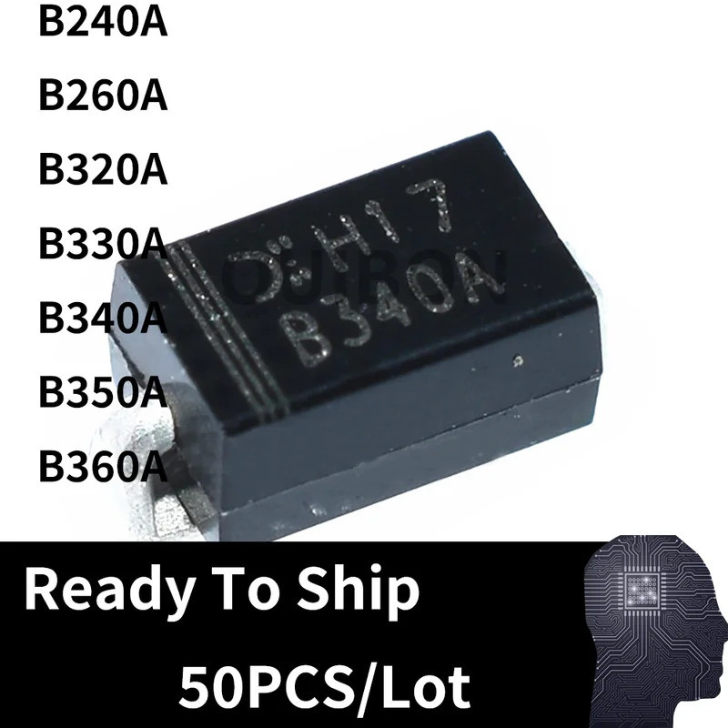 5 chiếc B240A B260A B320A B330A B340A B350A B360A SMD B240A-13-F 2A 40V DO-214AC Schottky diode