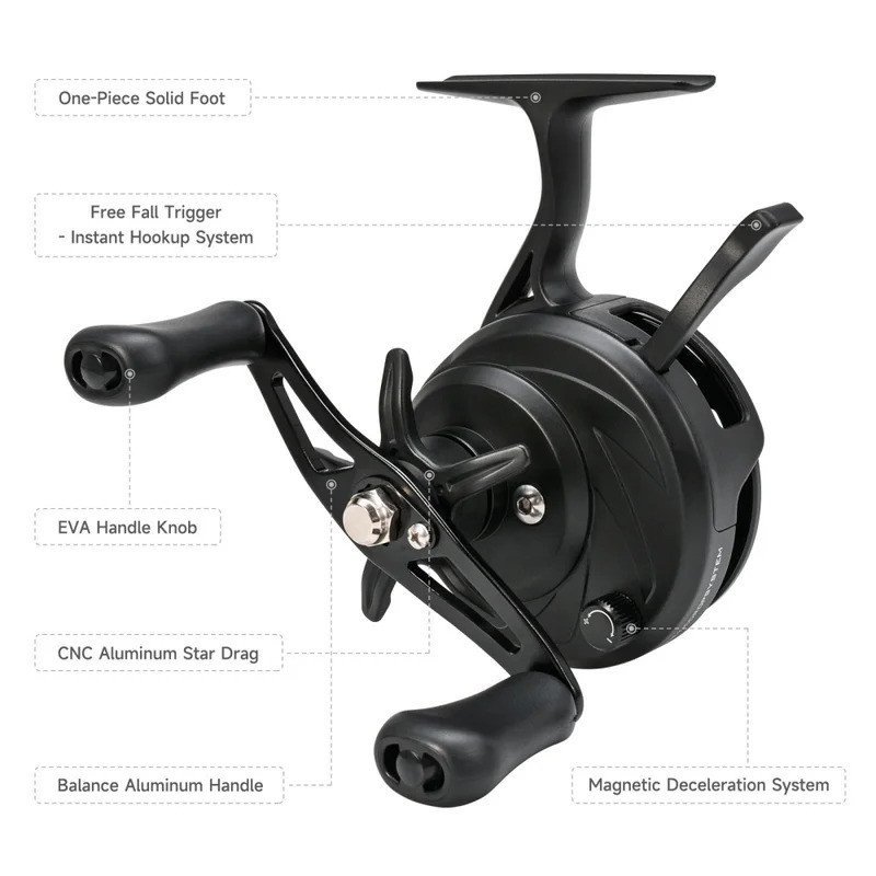 Máy câu cá đá FD70: Hệ thống kéo từ tính, tỷ lệ bánh răng 3.0:1, vòng bi 3+1; Phù hợp mùa đông, bè, 