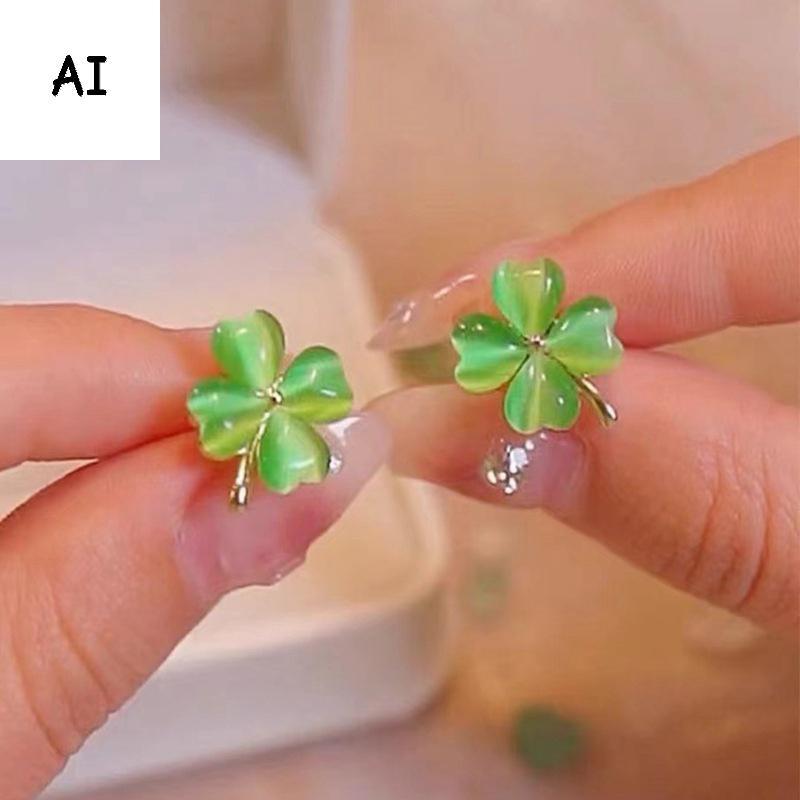 AI Thời Trang Thanh Lịch Sang Trọng Bốn Lá Cỏ Ba Lá Opal Bông Tai Dành Cho Nữ Trang Sức Dự Tiệc Phụ 