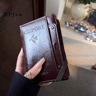 MPJow Mới Retro Da Thẻ Hộp Đựng Hộ Chiếu Bao Ví Du Lịch Phụ Kiện Nam Nữ Tốt