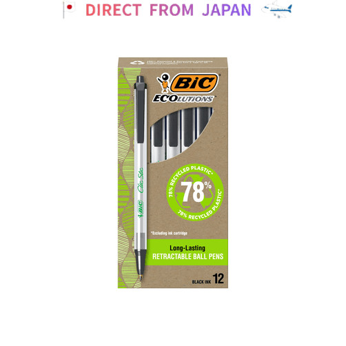 [Vận chuyển trực tiếp từ Nhật Bản]Bút bi Bic EcoSolutions Click Stick 1.0 mm mực dầu đen 12 cái ECSB