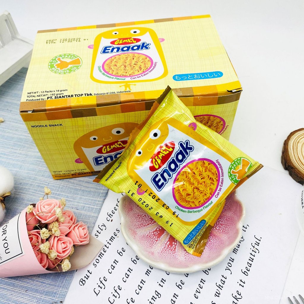 Indonesia Imports GEMEZ Internet Celebrity Chicken Noodles Crispy Noodles Snack Noodles16g*12Wholesa