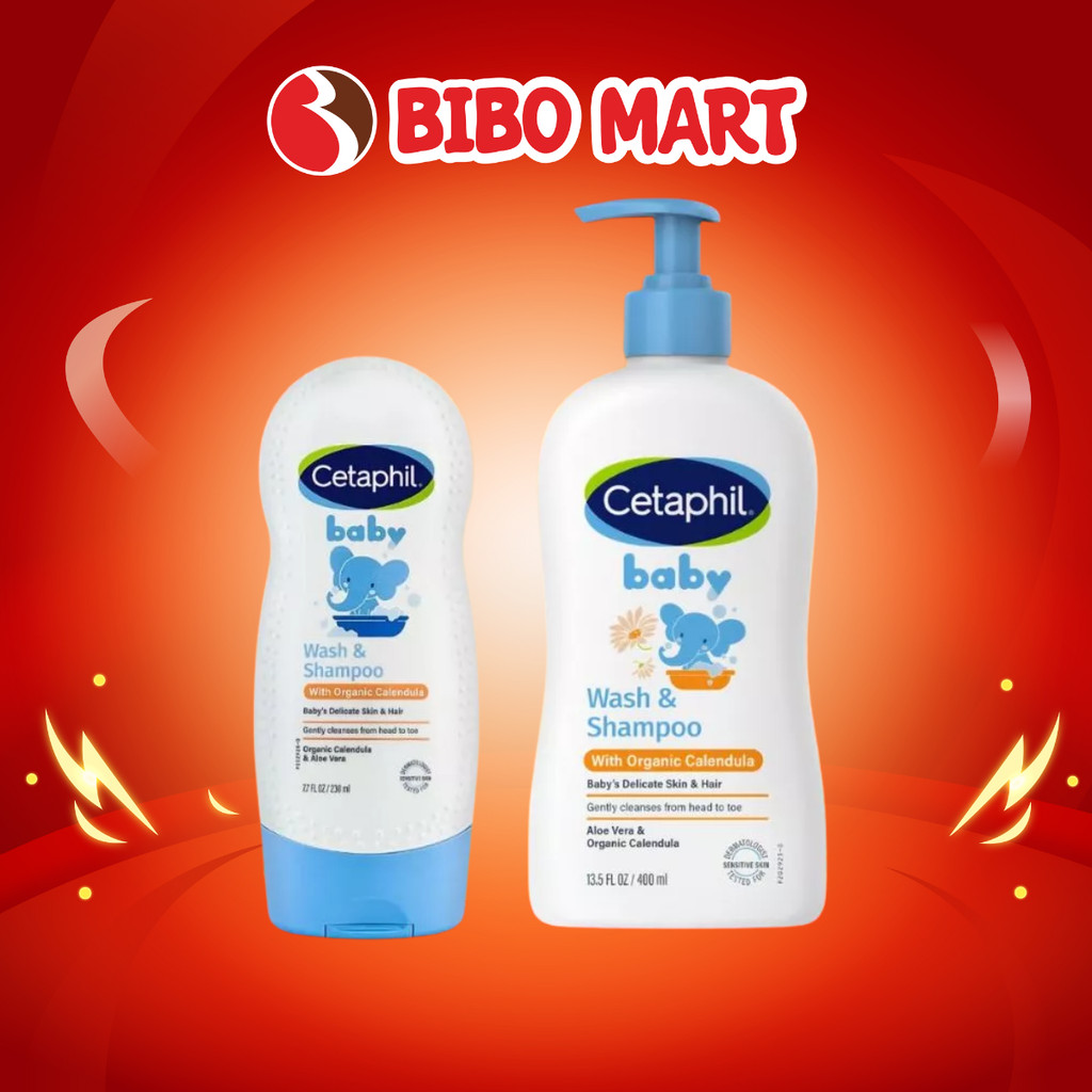 Sữa Tắm Gội Dưỡng Ẩm Dịu Lành Cetaphil Hương Hoa Cúc Hữu Cơ Cho Da Nhạy Cảm Của Bé 400ml - Bibomart