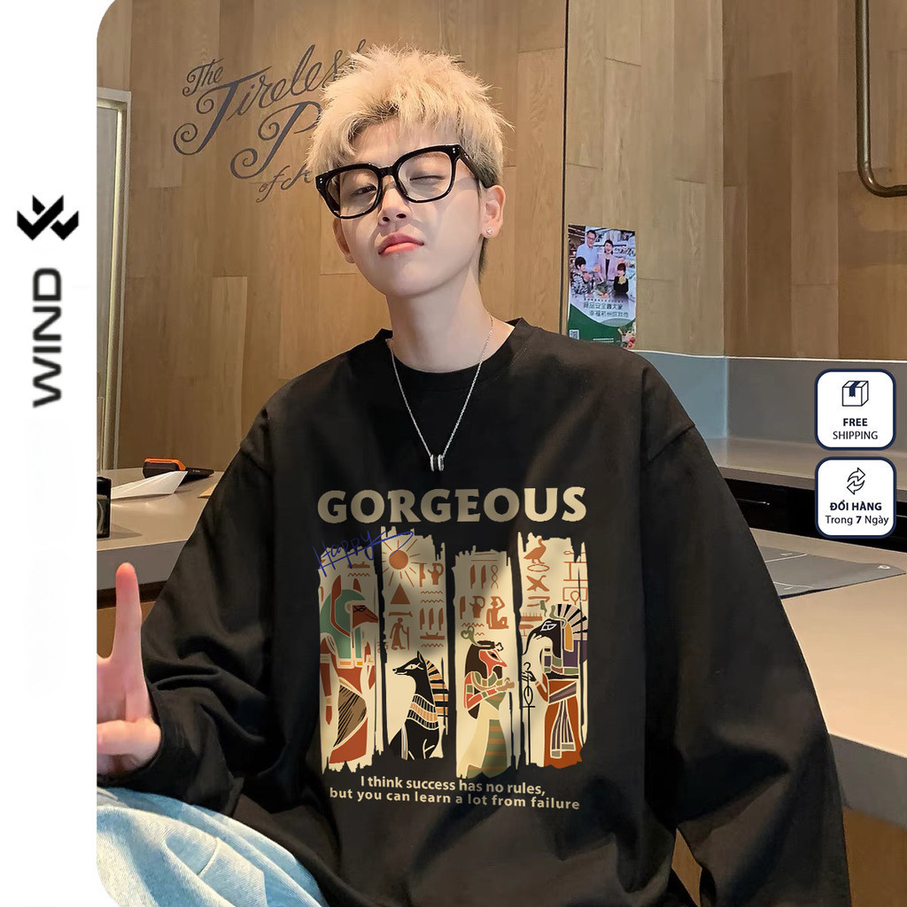 Áo Thun Tay Dài Unisex Wind Clothing Form Rộng ANCIENT EGYPT nam nữ 100% cotton Phong Cách Oversize