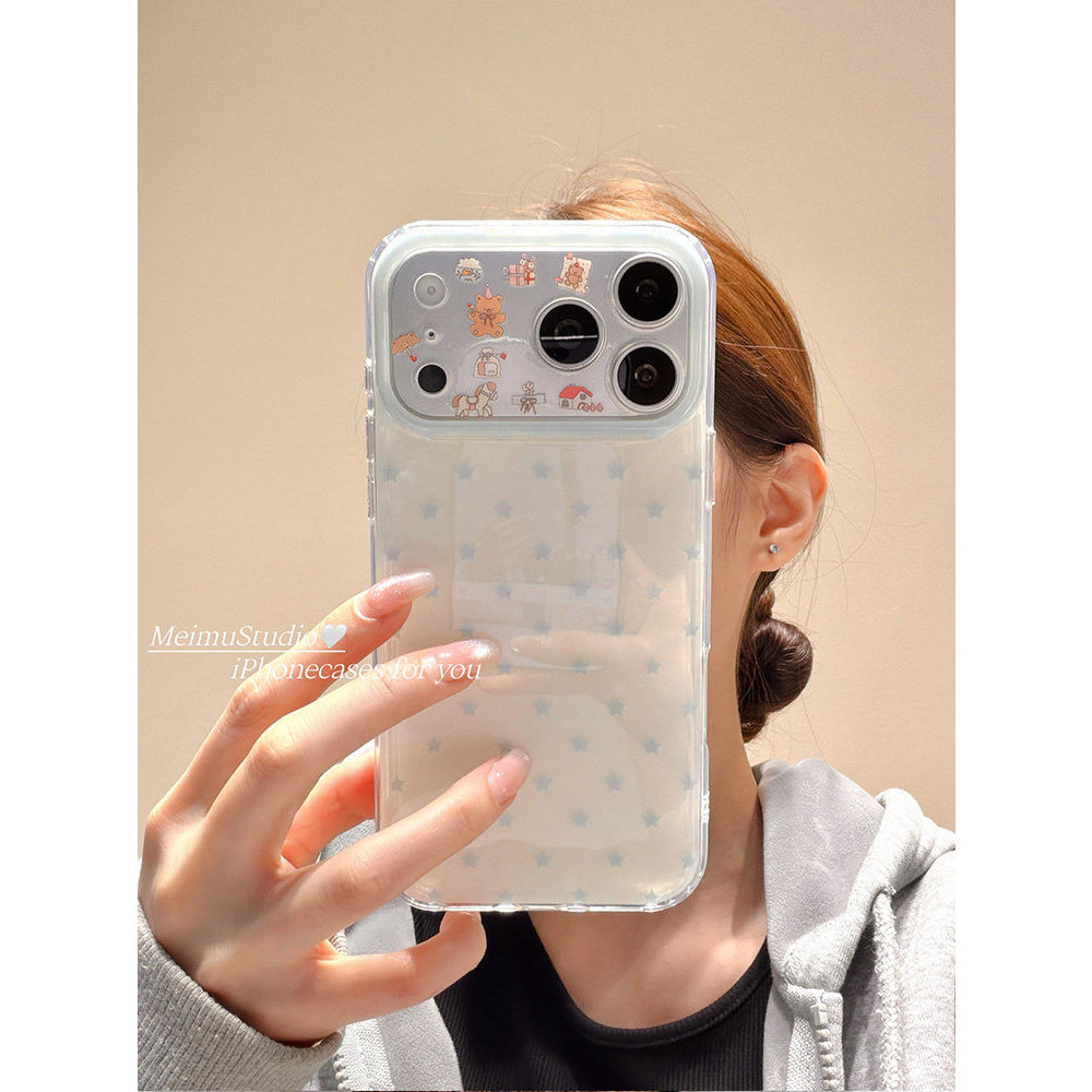 Meimu ins Simple Blue Star Bear Pony Thích hợp cho Ốp điện thoại Samsung s25 s23ultra Bracket s21 + 