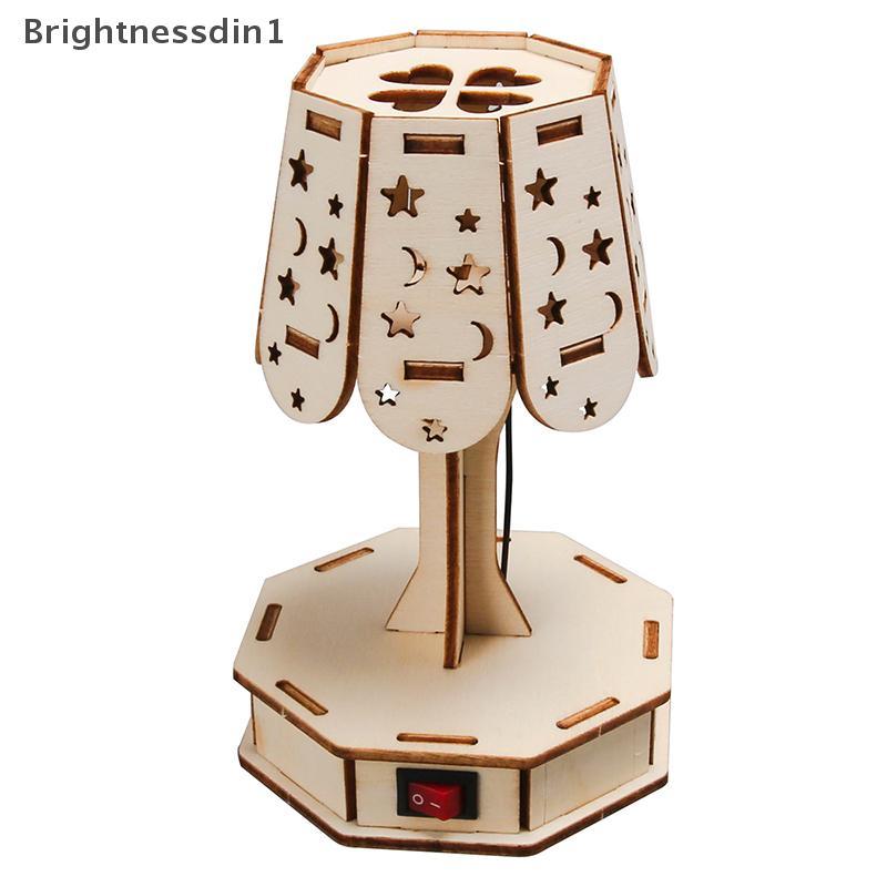 [Brightnessdin] Wood Craft Kit Colorful Small Table Lamp DIY Science Building Projects 3D Wooden Puz