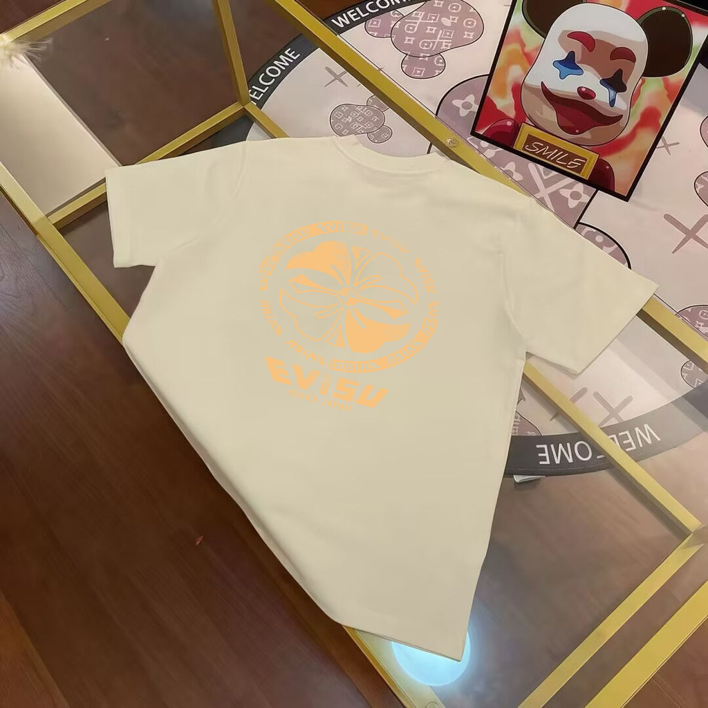 Evisu Áo Thun Ngắn Tay Nam Nữ, Phong Cách Mới 8UMU