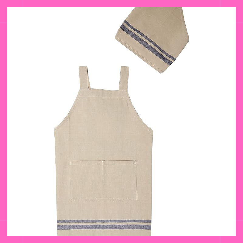 "FriendsHill Kids Apron Set with Triangle Cap - Daily Use, Matching Style for Parents and Kids"