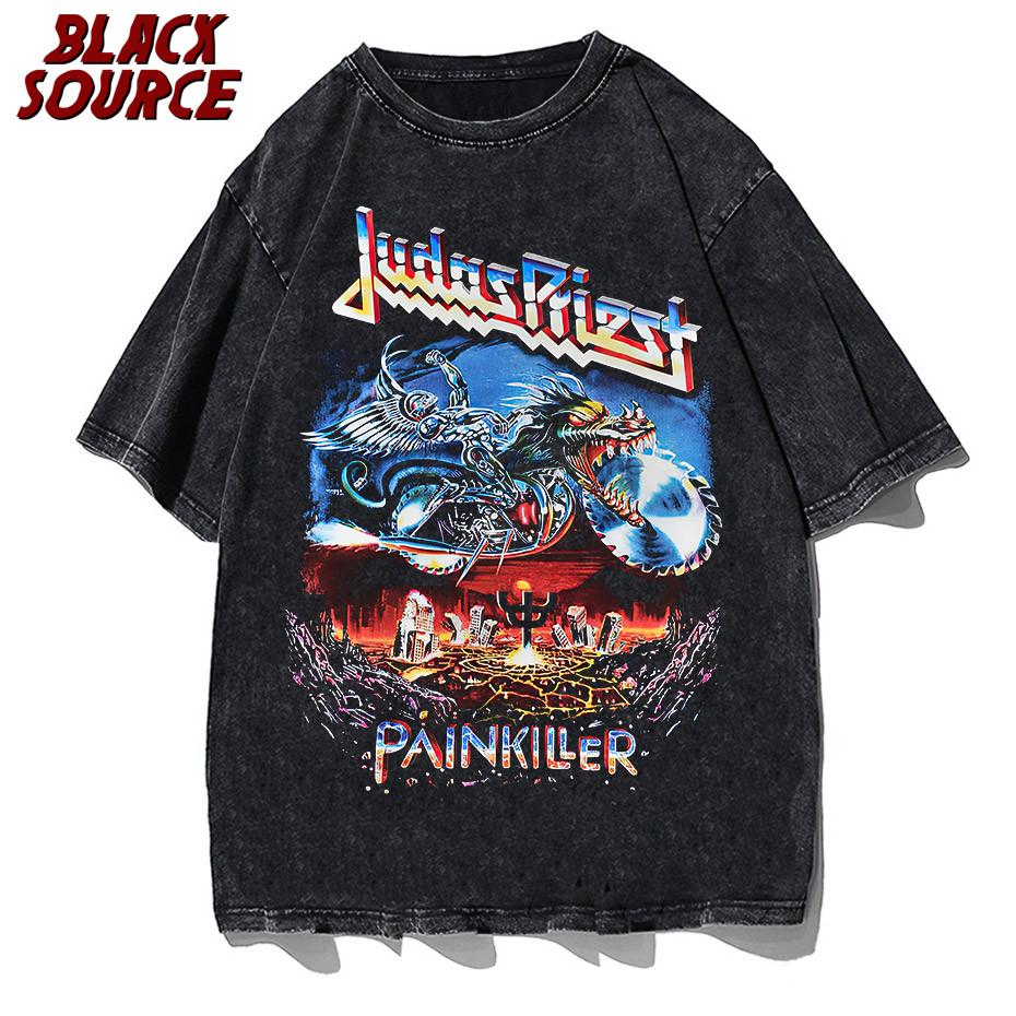 Áo thun cotton nam style hip-hop với hình ban nhạc Judas Priest, size lớn