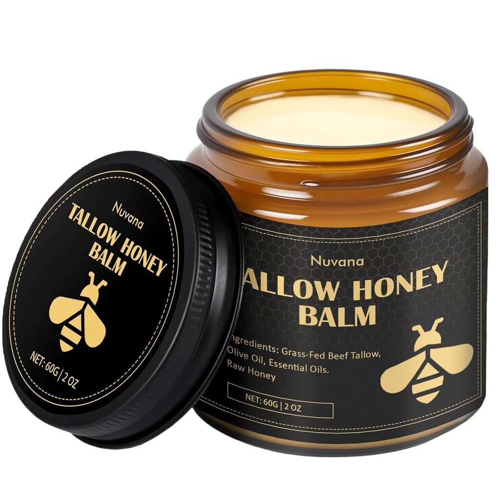 NoluriaTallowandHoneyBalmforFaceBeefTallowforGrass-FedBeefTallowBalmforFaceBodyMisturizer (2Oz, Khôn