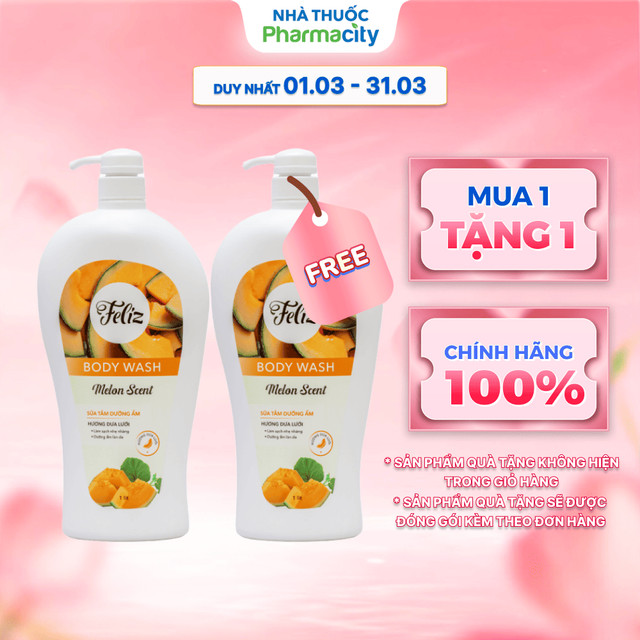 Sữa tắm hương dưa lưới Feliz Body Wash Melon Scent (Chai 1 lít)