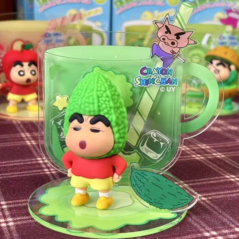 Lianyu Animation Crayon Shin-chan Juice Cup Scene Cute Figurine Blind Box Crayon Shin-chan Merchandi