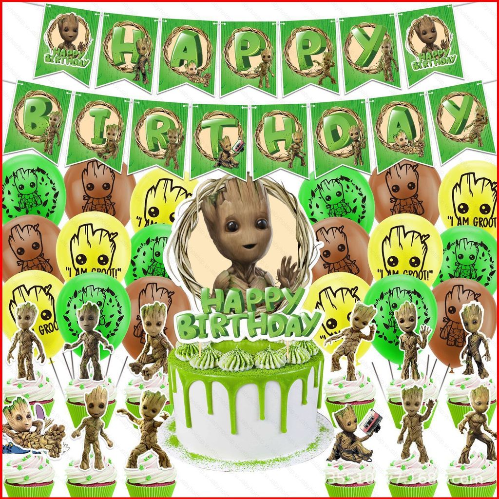 BS1 Groot Chủ Đề Trẻ Em Trang Trí Tiệc Sinh Nhật Biểu Ngữ Bánh topper Bóng Bộ Cung Cấp SB1